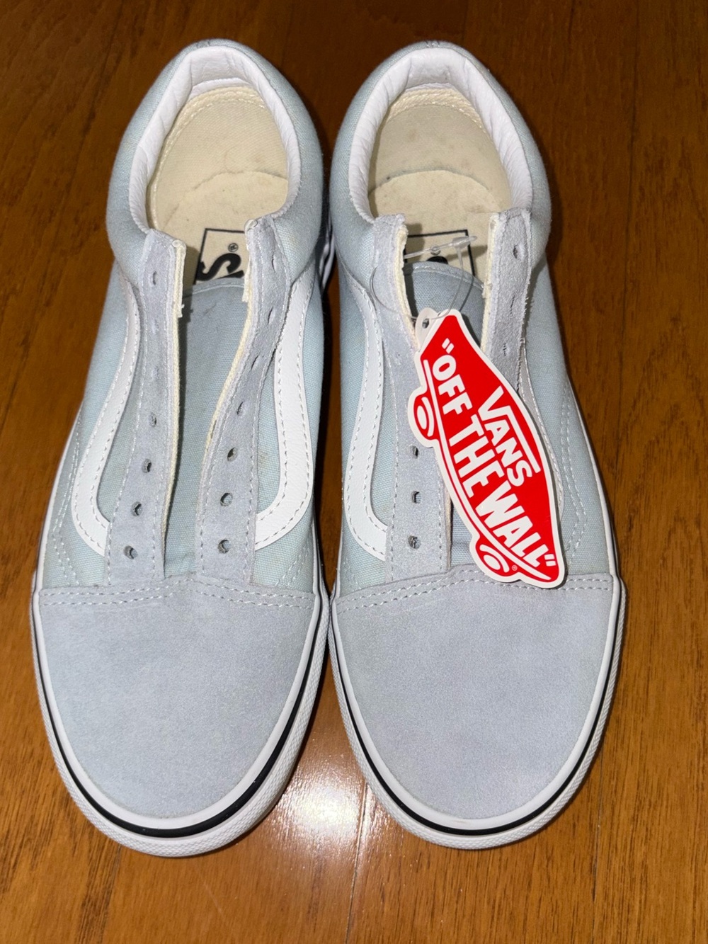 Vans Old Skool Sneakers in Light Blue and White with Suede and Canvas Size 7